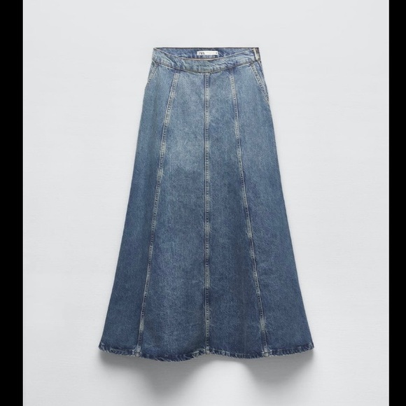 NWT ZARA ZW LONG DENIM SKIRT - Picture 13 of 15